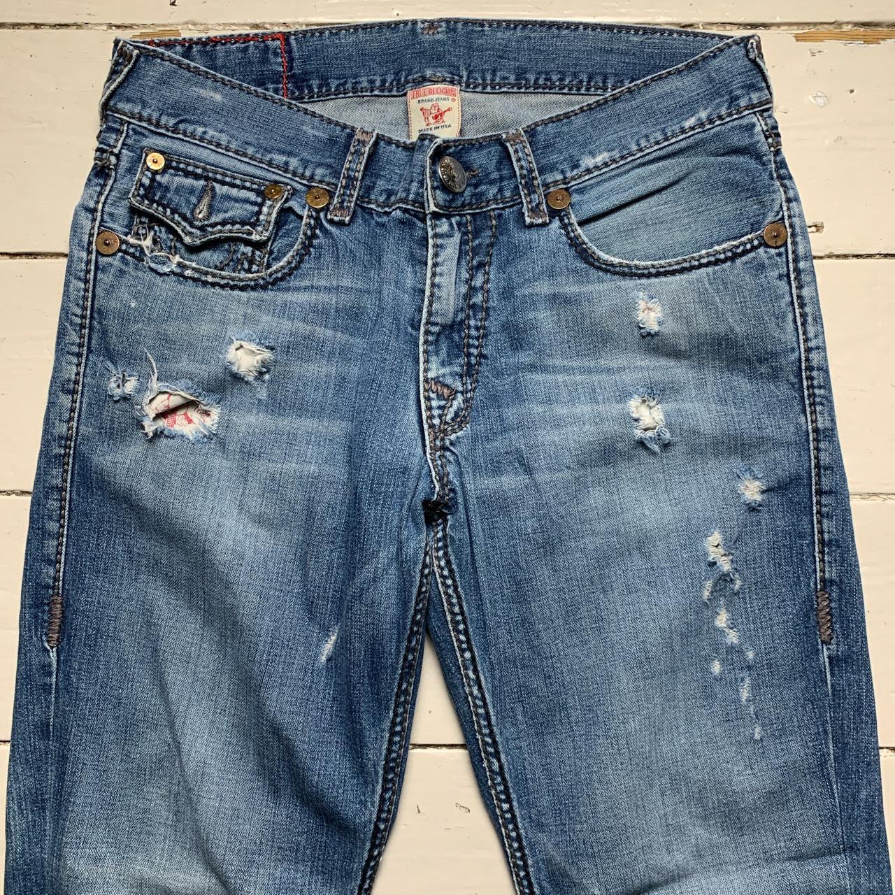 True Religion Billy Giant Big T Big Grey Stitch and Blue Jeans