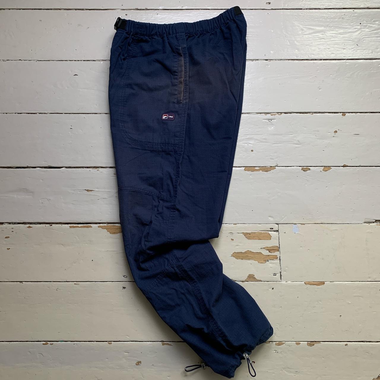 Fila Vintage Baggy Cargo Trousers Navy and White