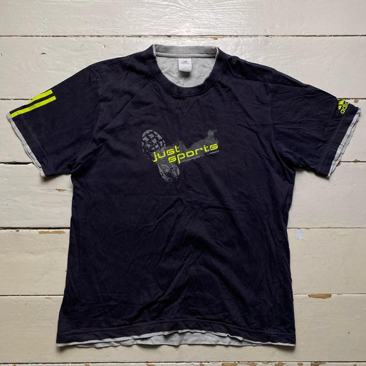 Adidas Just Sport Vintage Navy and Green T Shirt