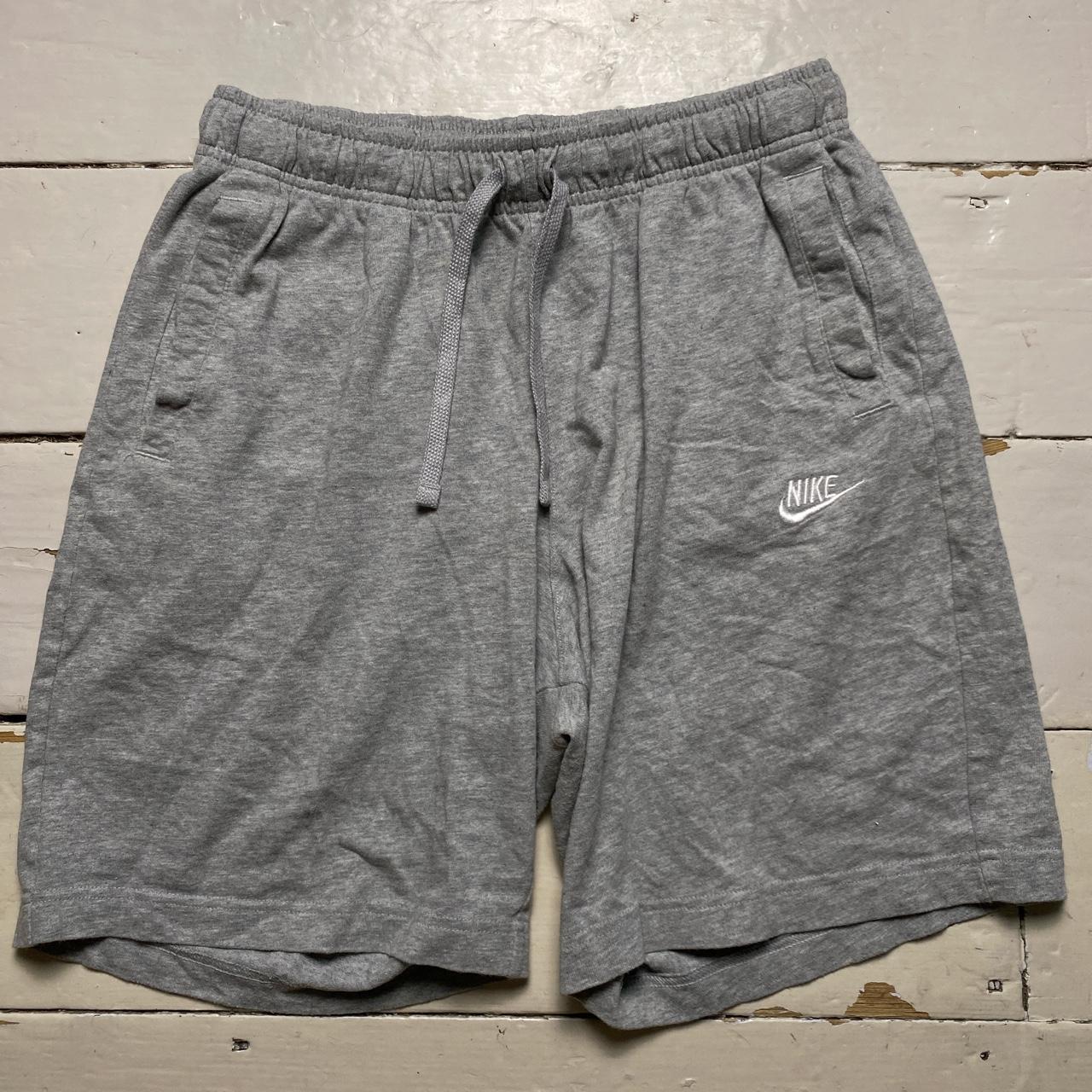 Nike Grey and White Swoosh Jogger Shorts