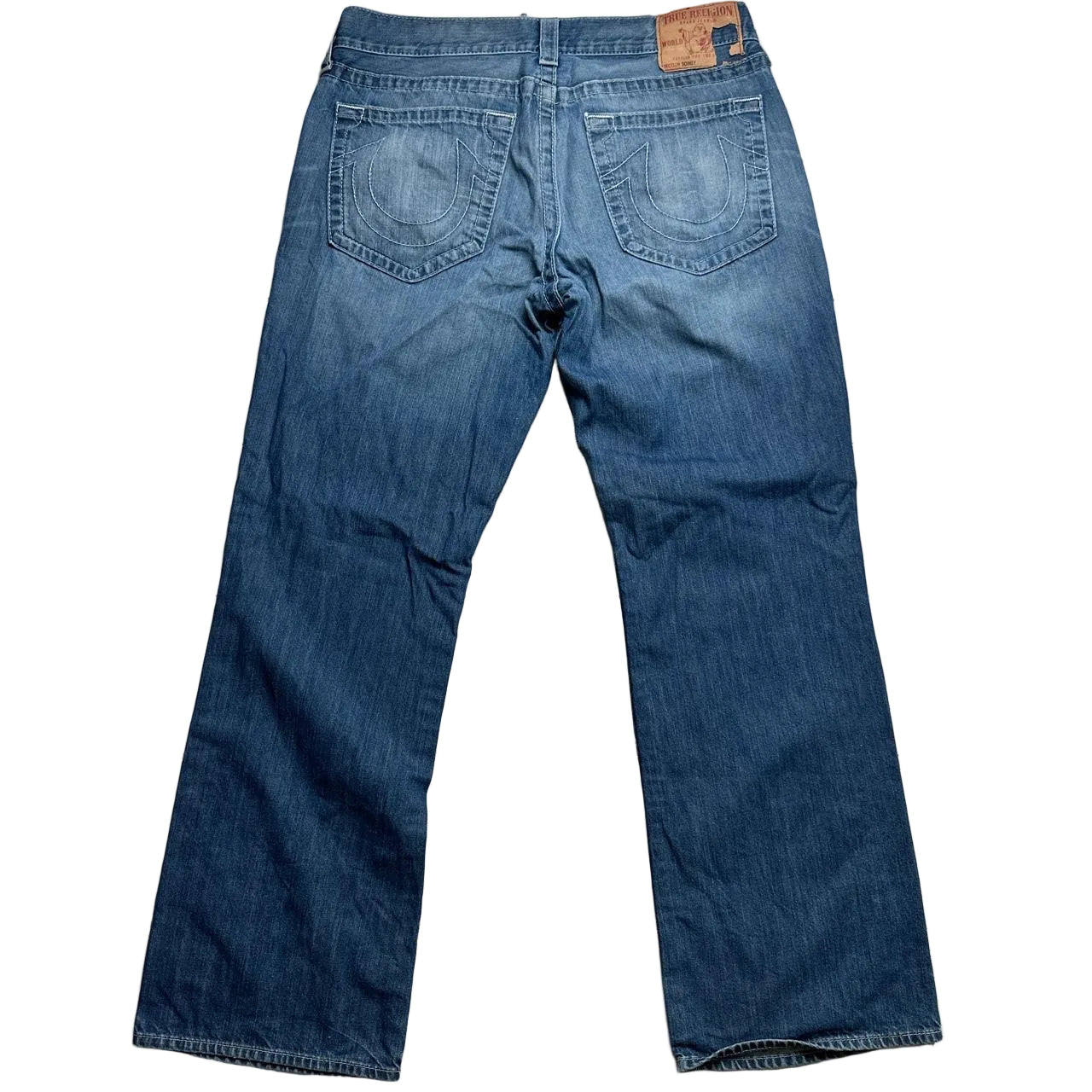 True Religion Bobby Baggy Blue White Stitch Jeans (36W)
