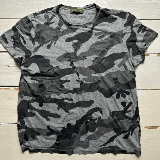 Valentino Grey and Black Camouflage T Shirt