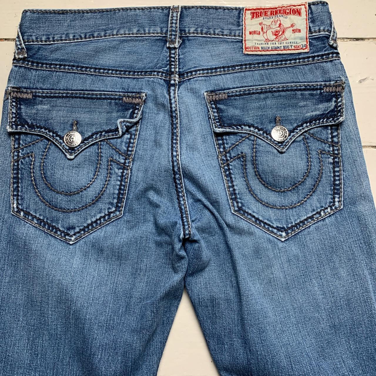 True Religion Billy Giant Big T Big Grey Stitch and Blue Jeans