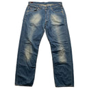 Evisu EU ED Vintage Light Blue Stonewash White Daicock Swoosh Baggy Jeans (34W)