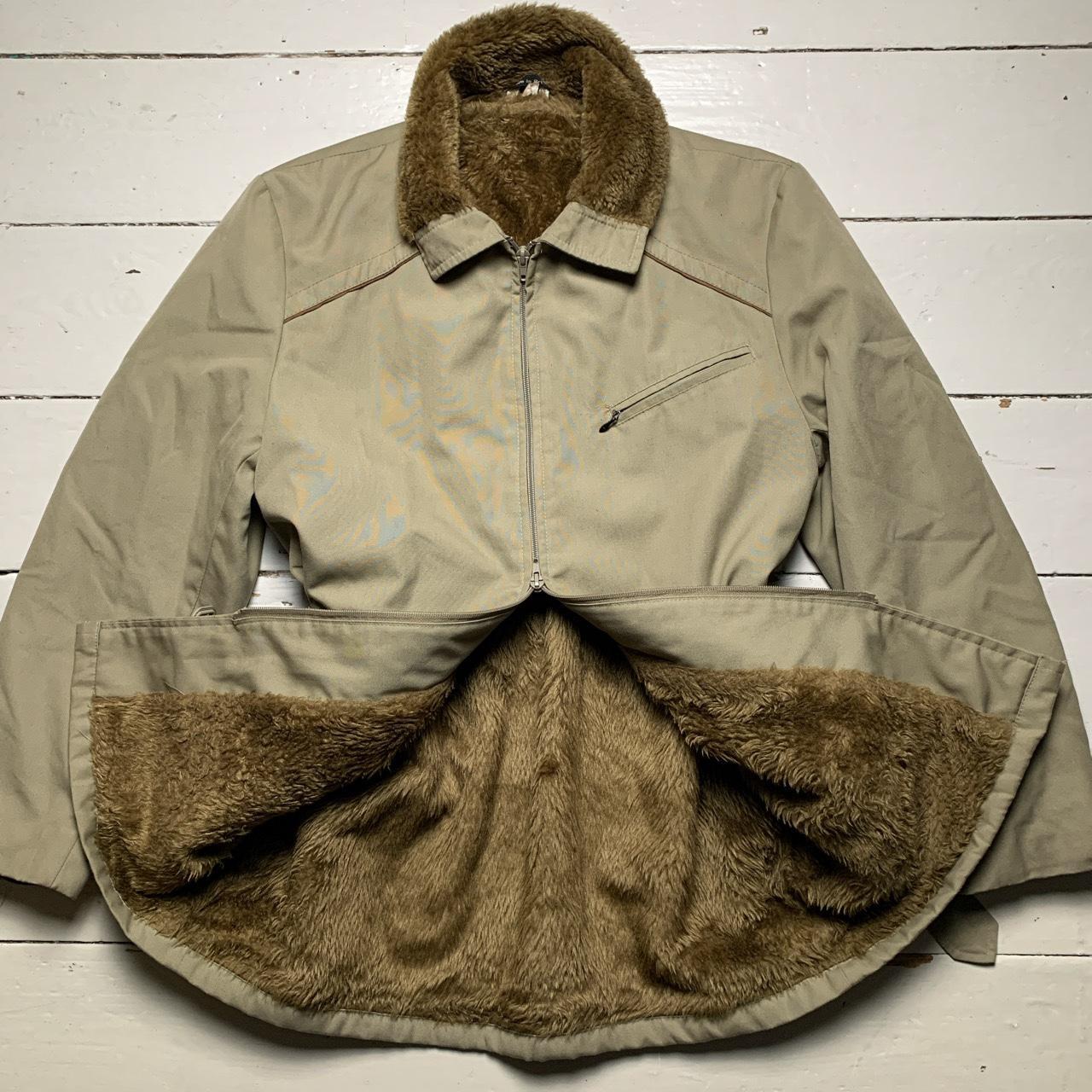 Dunn & Co Khaki Green Fur Lined Trench Coat