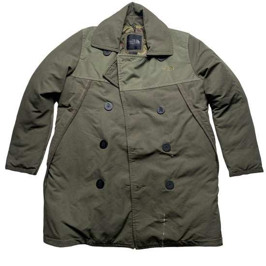 The North Face Windwall Khaki Green Camo Puffer Trench Coat (M)