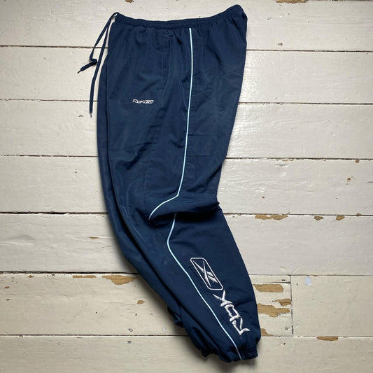 Reebok Vintage Baggy Shell Track Pant Bottoms Navy and Baby Blue