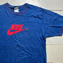 Nike Vintage Big Swoosh T Shirt Blue and Red