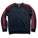 Adidas Performance Essentials Black and Red 3 Stripe Jumper (M)