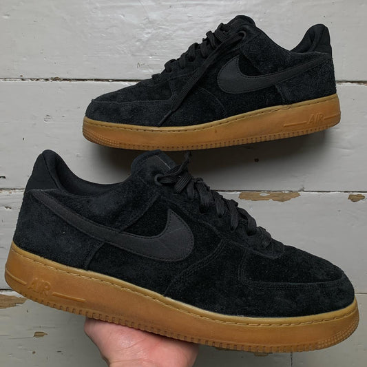 Nike Air Force 1 Black Suede and Gum Sole