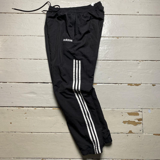 Adidas Black and White Baggy Shell Track Pant Bottoms