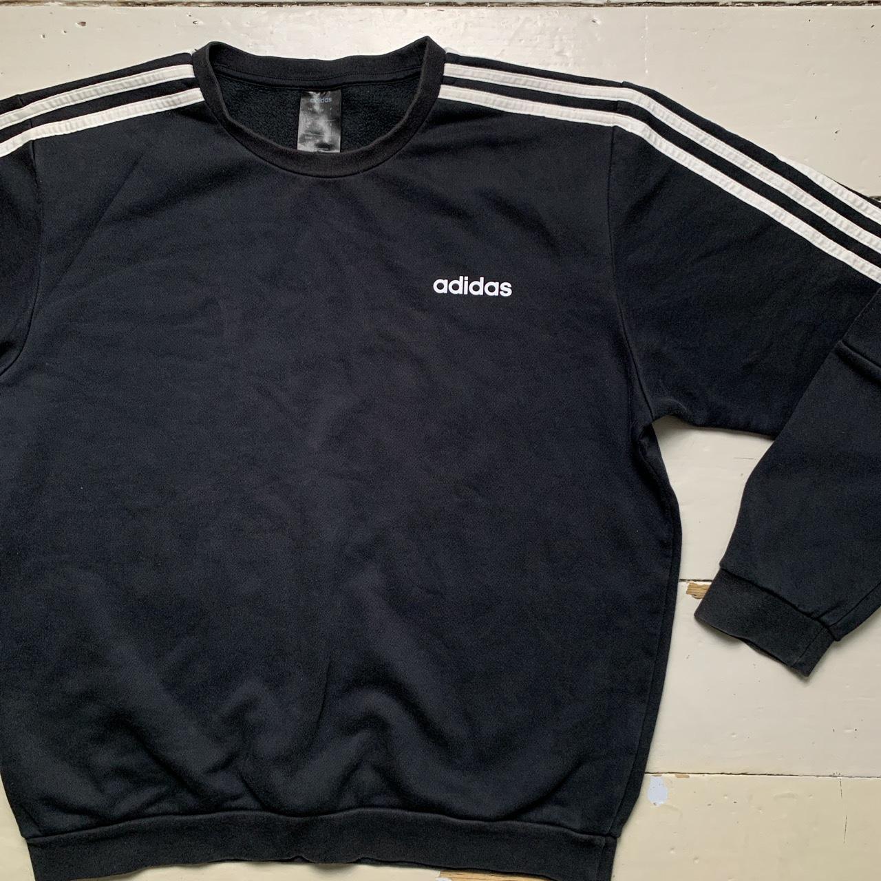 Adidas Black and White Stripe Jumper