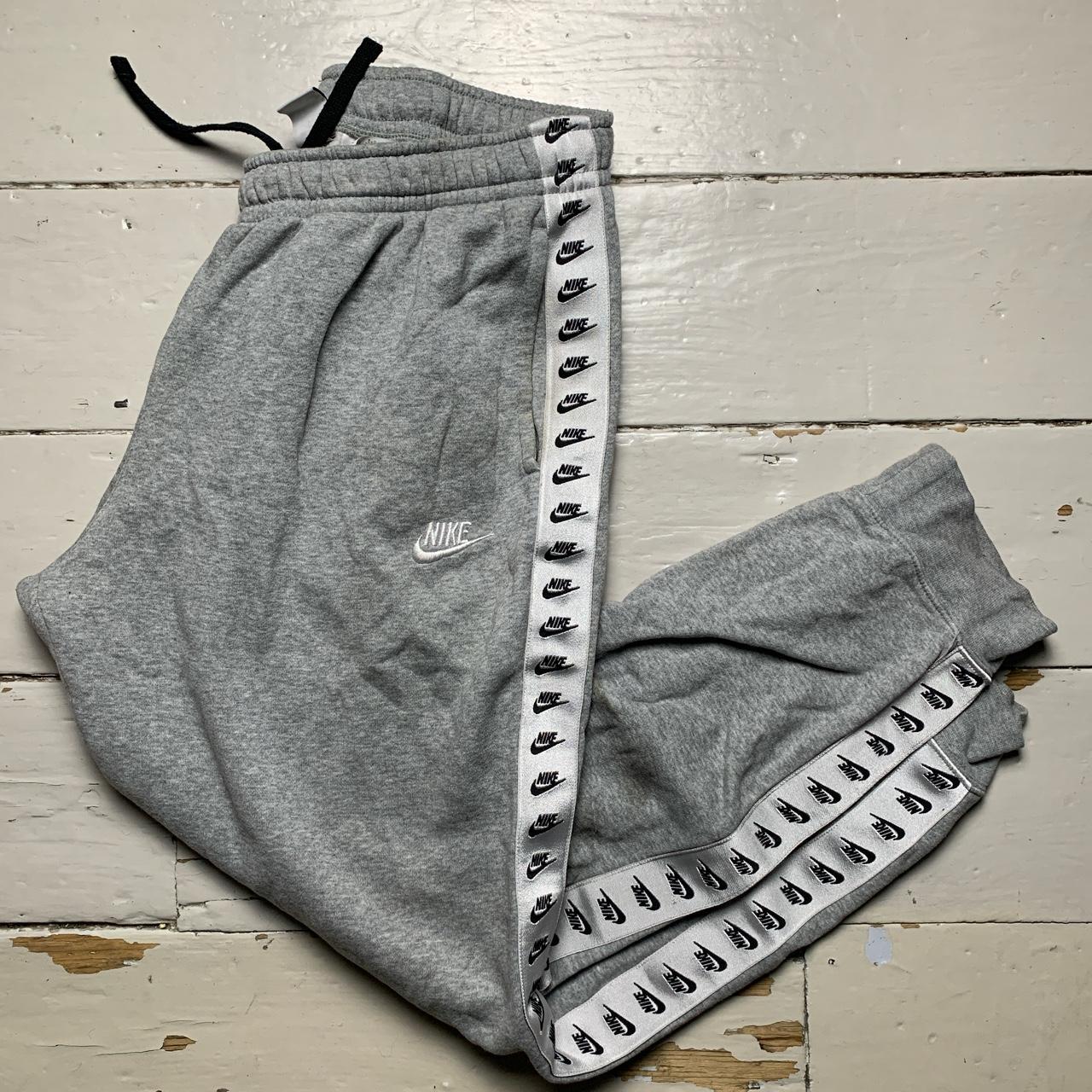 Nike Swoosh Repeat Logo Grey and White Joggers