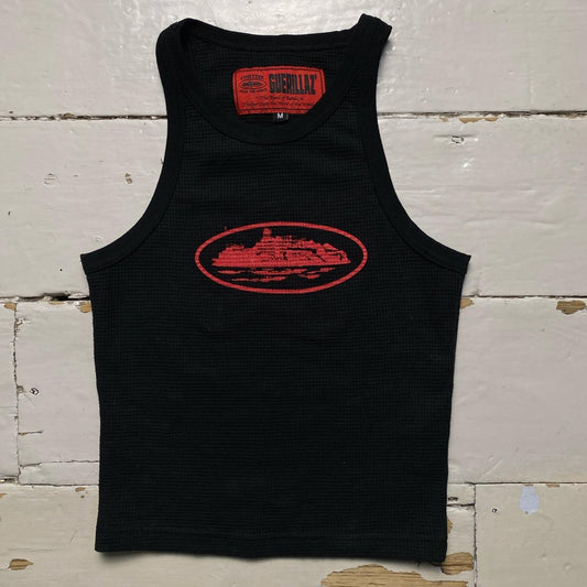 Corteiz CRTZ Alcatraz Black and Red Womens Tank Top Vest