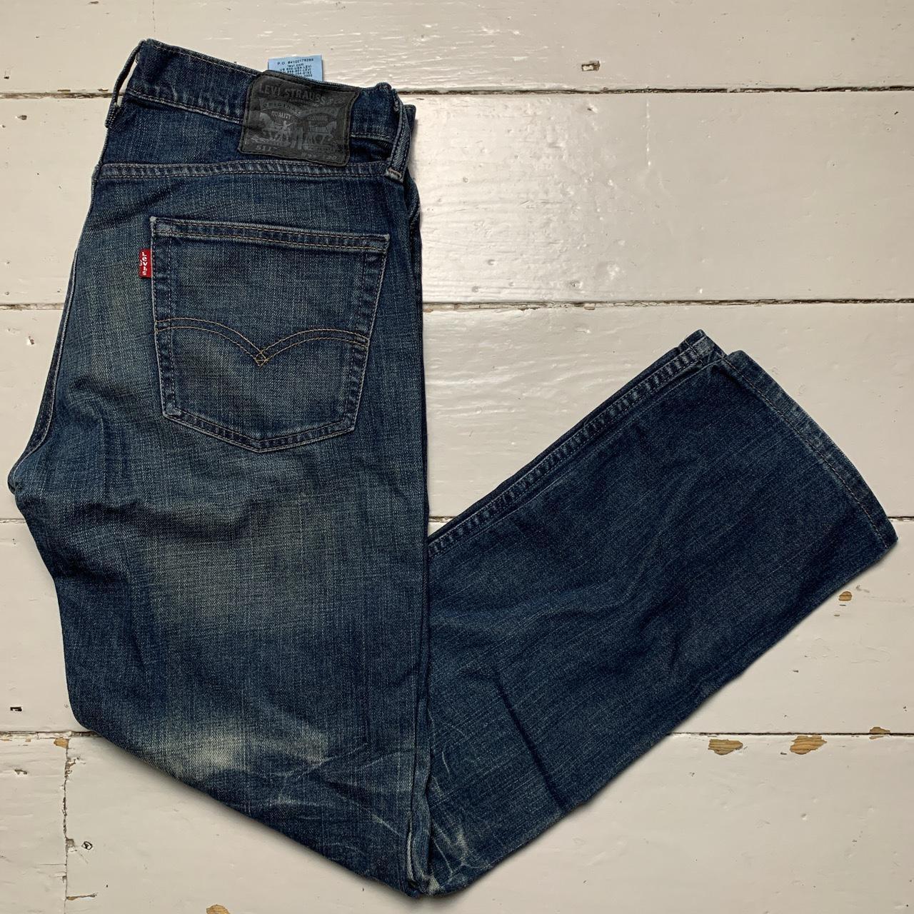 Levis 511 Navy Distressed Stonewash Jeans