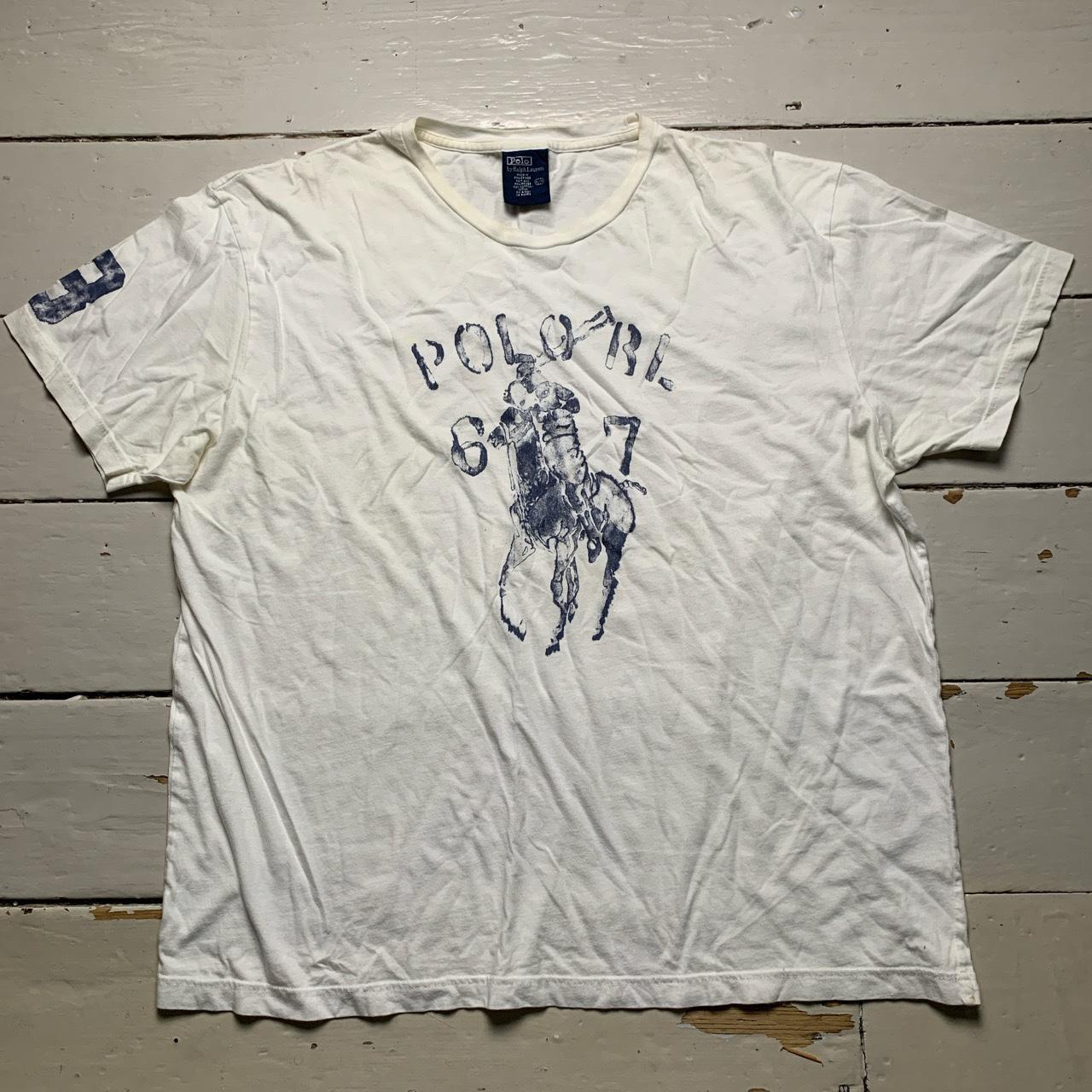 Polo Ralph Lauren White and Blue T Shirt