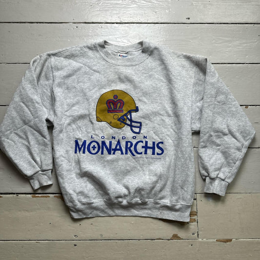 London Monarchs Vintage Hanes 1991 Grey Jumper