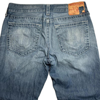 True Religion Bobby Baggy Blue White Stitch Jeans (36W)