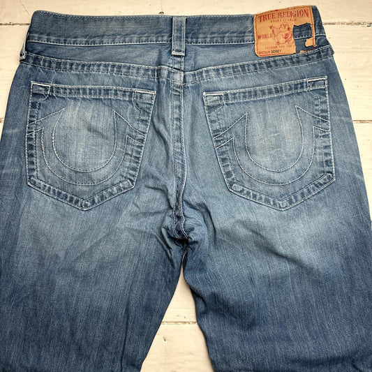 True Religion Bobby Baggy Blue White Stitch Jeans