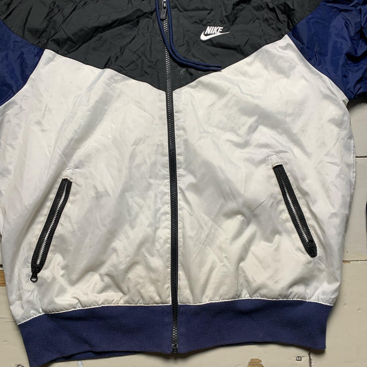 Nike Swoosh Windbreaker Shell Hooded Jacket Black Navy and White