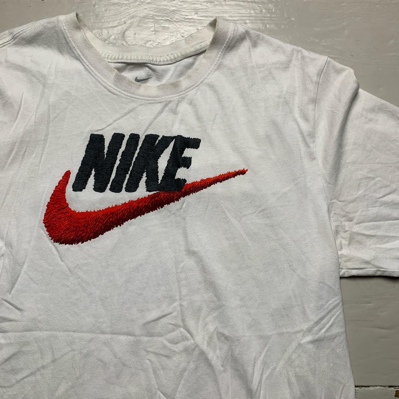 Nike Swoosh White Black and Red T Shirt