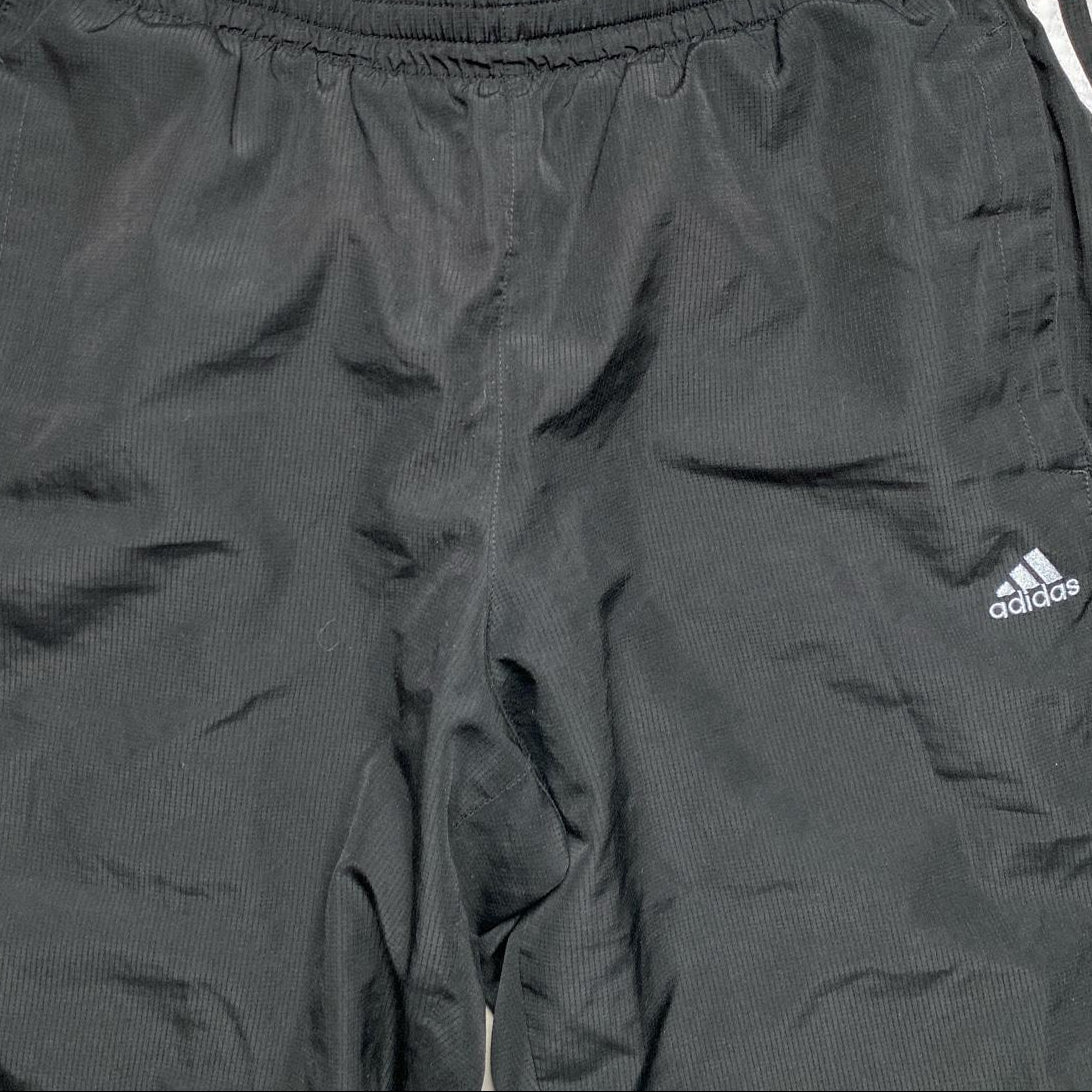 Adidas Black and White 3 Stripe Shell Trackpant Shorts (M)
