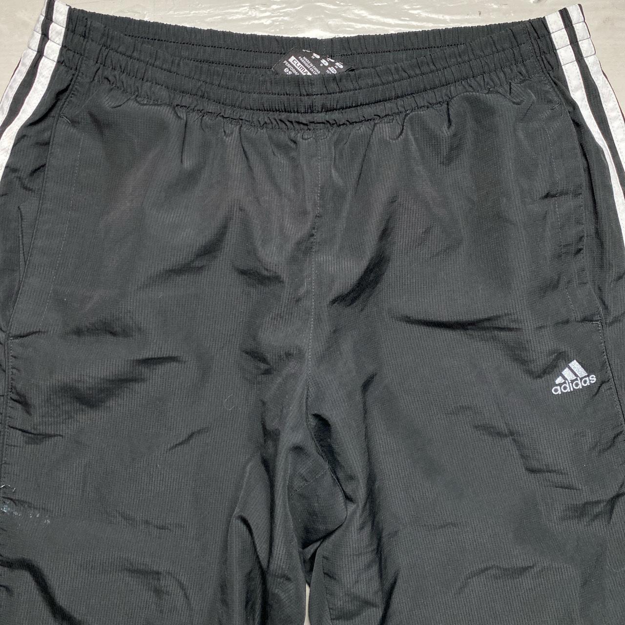 Adidas Black and White 3 Stripe Shell Trackpant Shorts