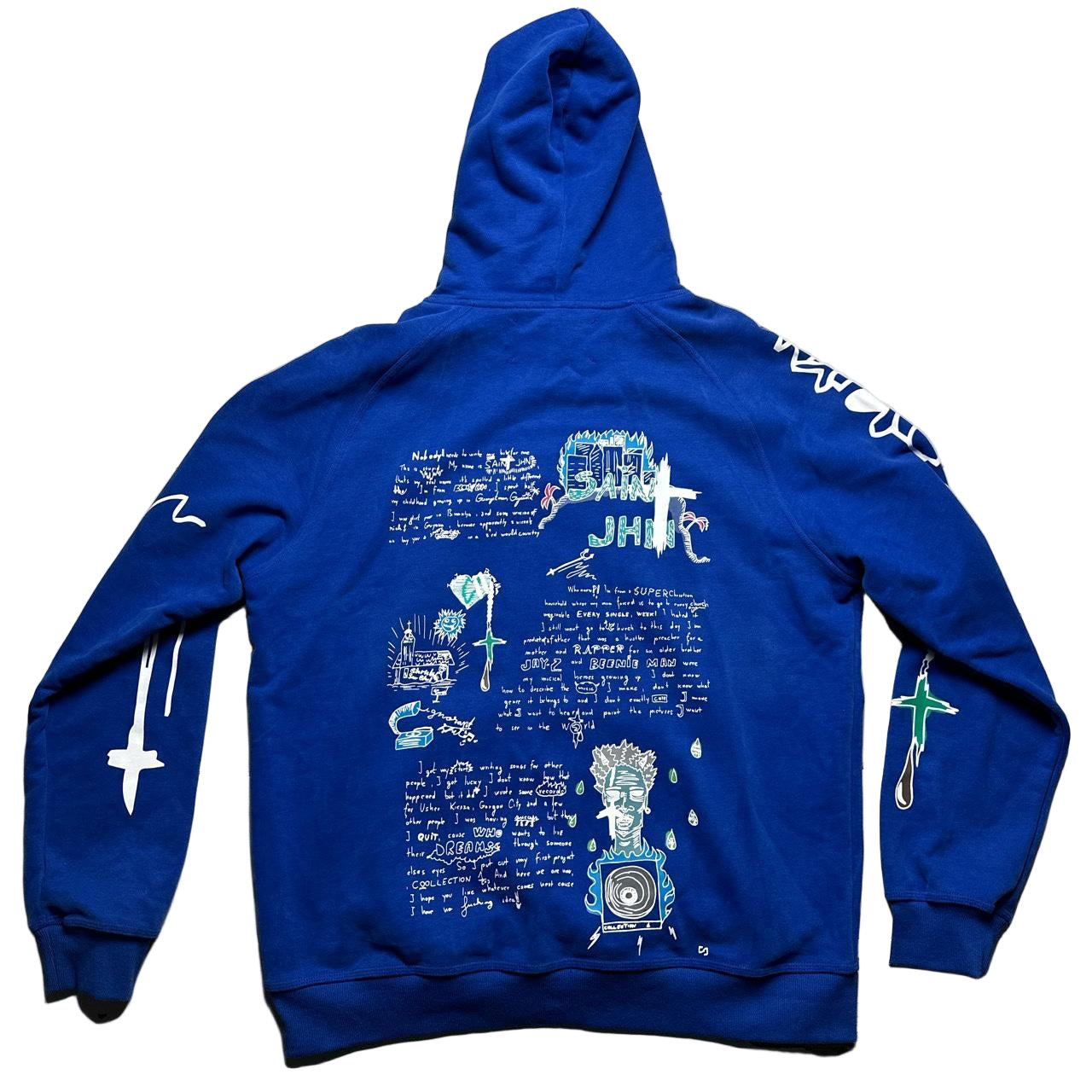 Cult Saint John Blue and White Hoodie (XL)