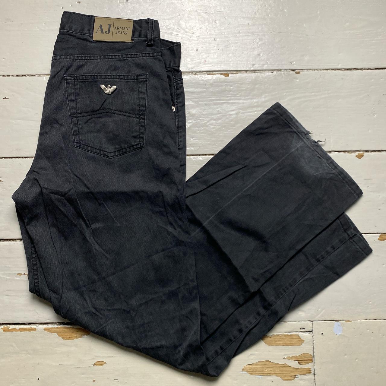 Armani Vintage Baggy Black and Silver Jean Trousers