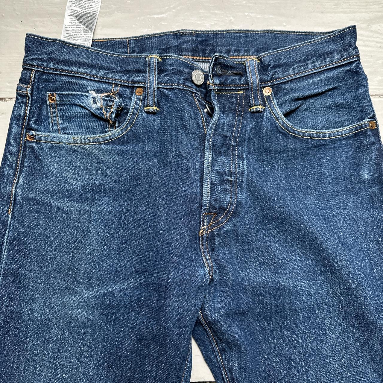 Levis 501 Navy Distressed Jeans