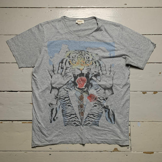 Diesel Tiger T Shirt Grey