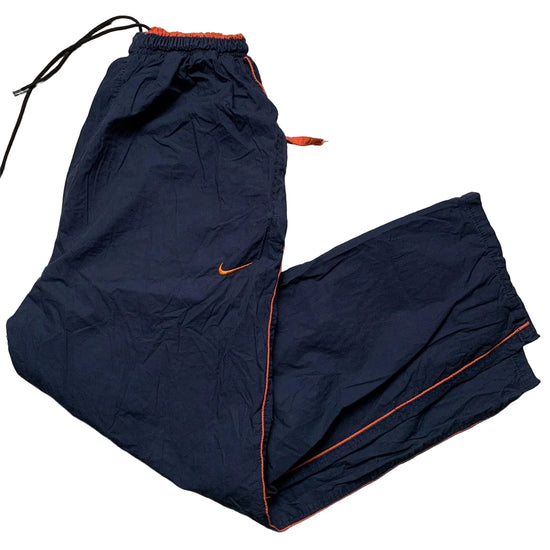 Nike Vintage Swoosh Navy and Orange Shell Trackpant Baggy Non Official Bottoms (S)