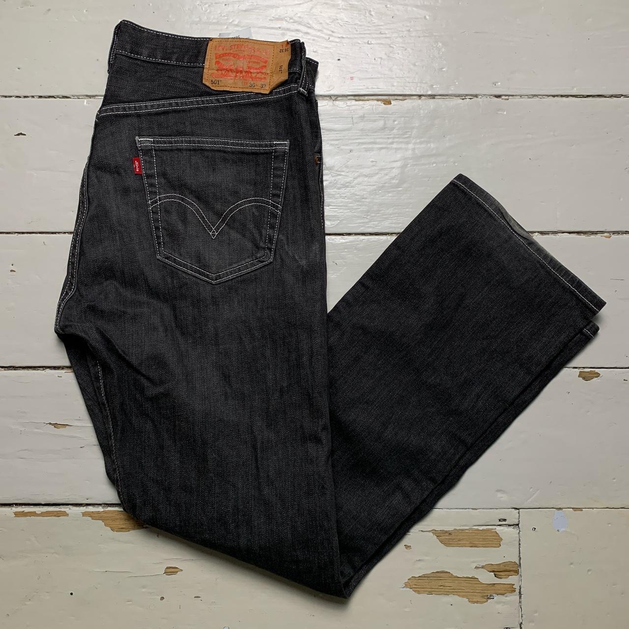 Levis 501 Baggy Grey and White Contrast Stitch Jeans