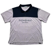 YSL Yves Saint Laurent Vintage Lavender Purple and Navy Polo Shirt (2XL)