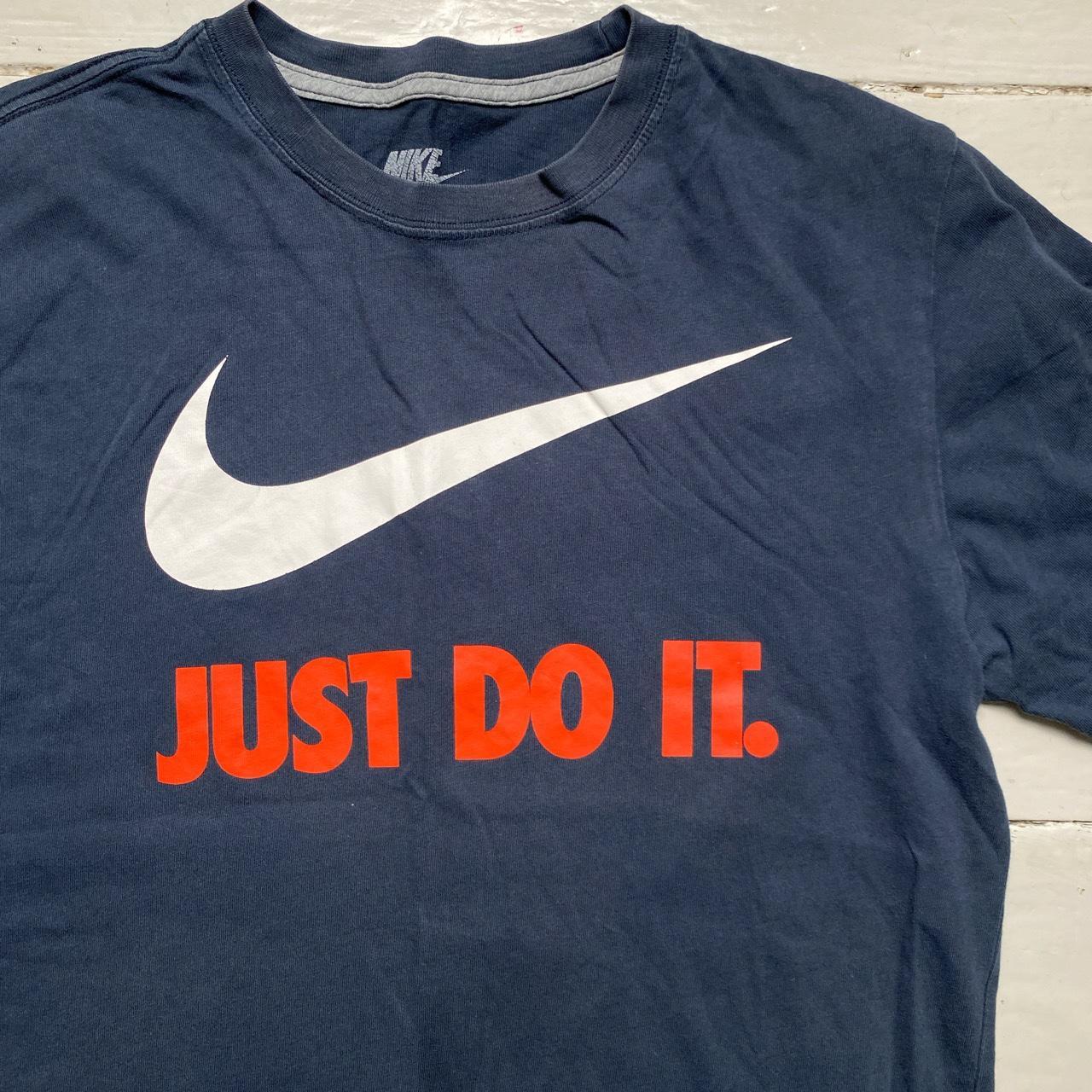 Nike Just Do It Vintage T Shirt Navy Red and White