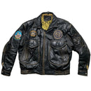 Vintage Leather Fighter Plane Pilot Brown Jacket (L)