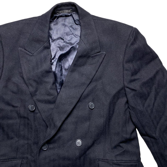Huntsman & Sons of Saville Row Long Double Breasted Duffle Trench Coat Navy (XL)