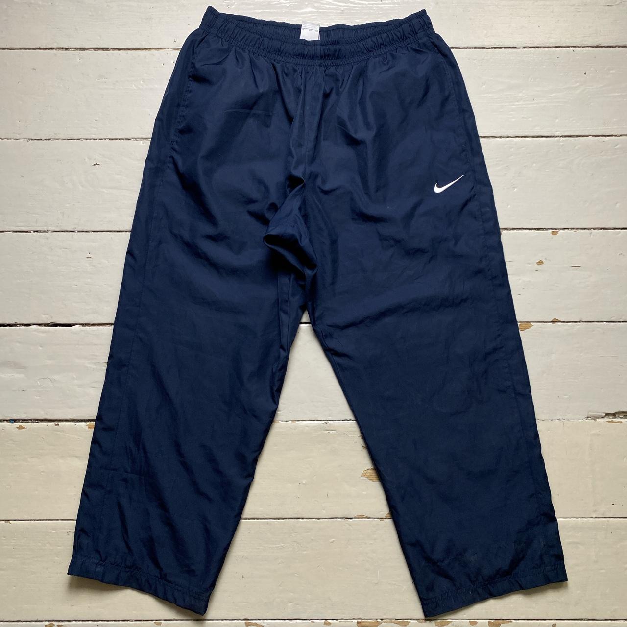 Nike Swoosh Navy and White Baggy Shell Trackpant Bottoms