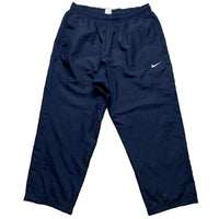 Nike Swoosh Navy and White Baggy Shell Trackpant Bottoms (XL)