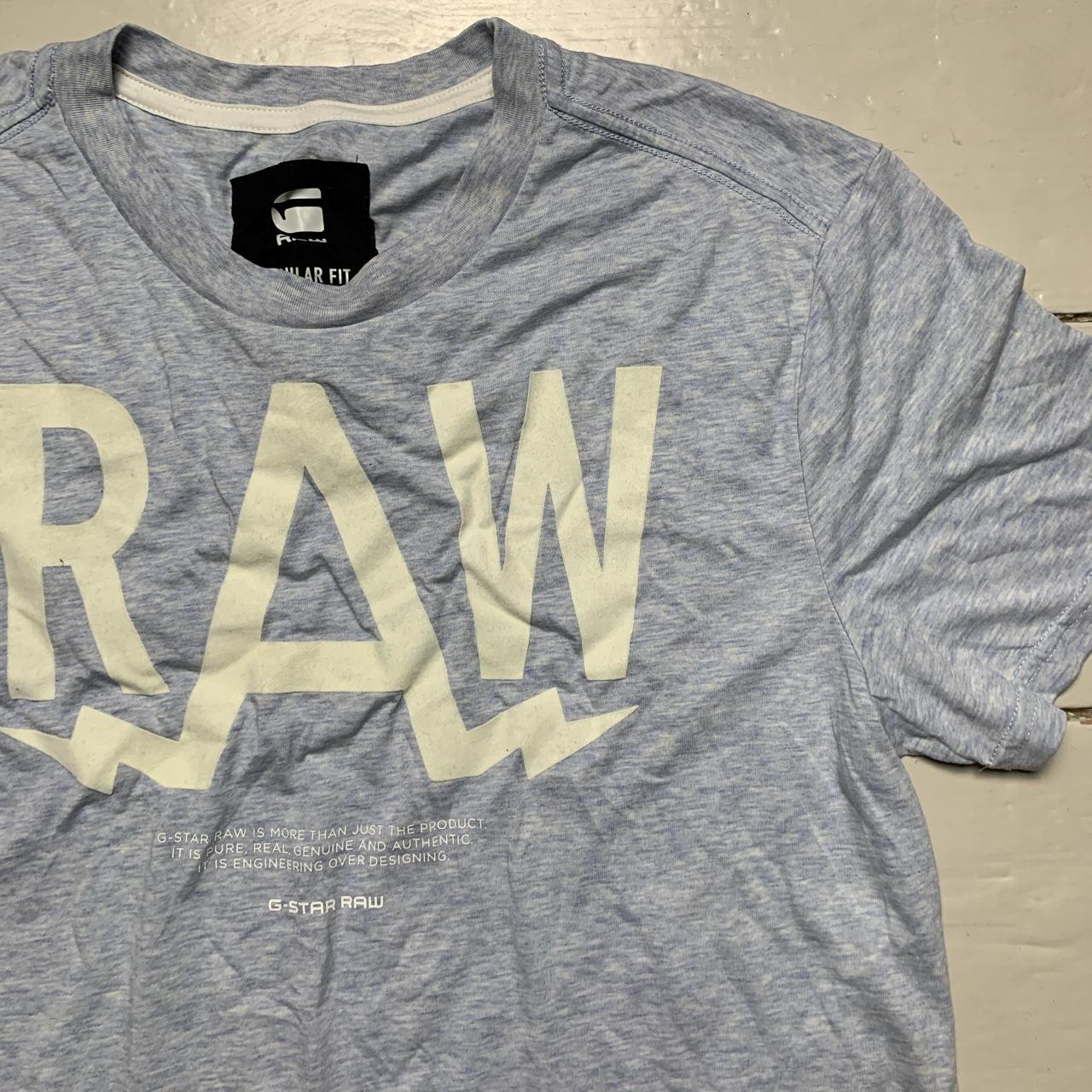 G Star RAW T Shirt Light Blue and White