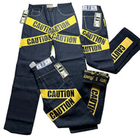 Dirty Money Vintage Caution Print Jeans (30W,38W,40W)