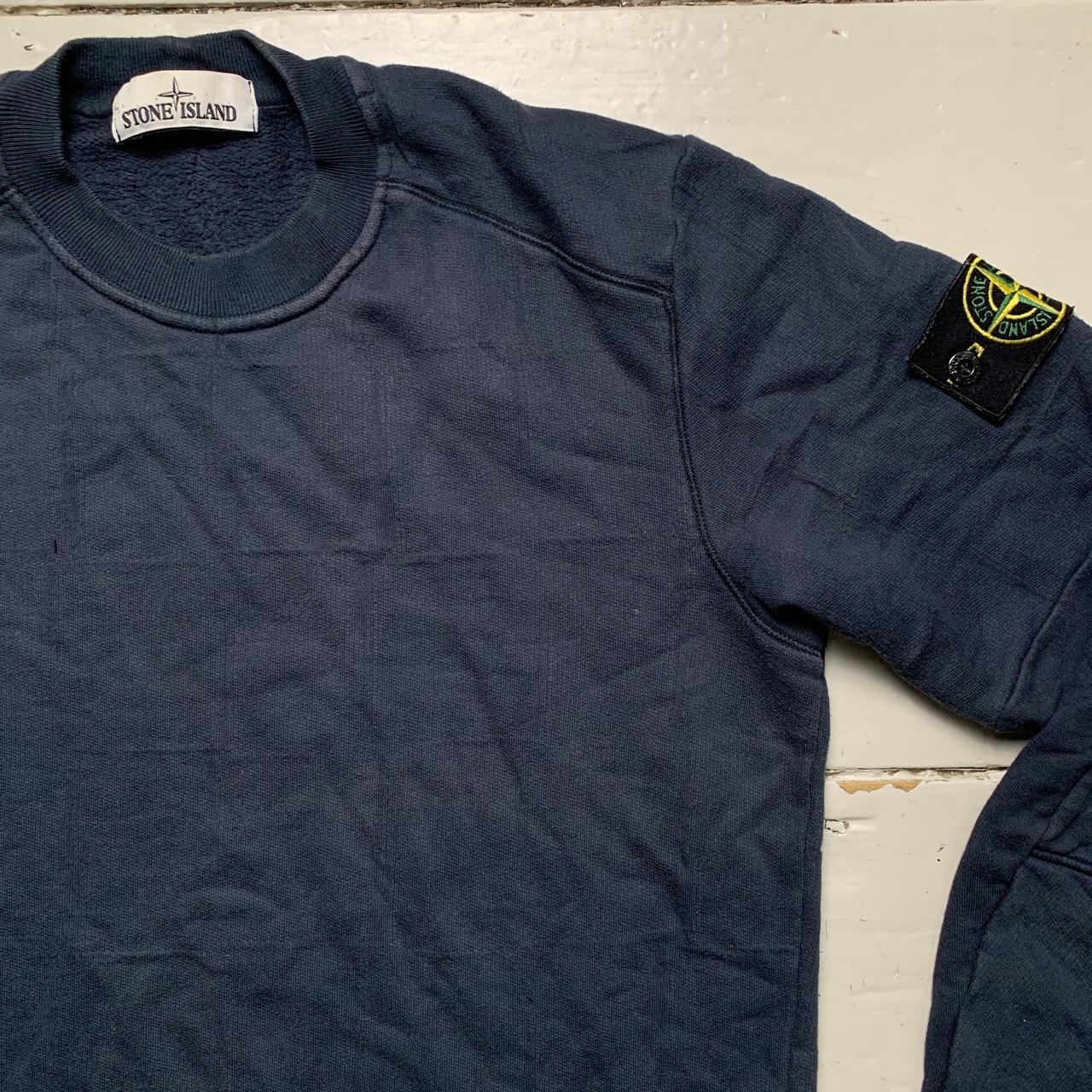 Stone Island Navy Crewneck Square Outline Repeat Jumper