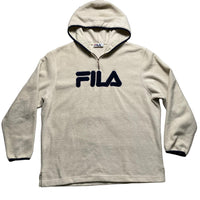 Fila Vintage Teddy Fleece Cream Quarter Zip Hoodie (XL)