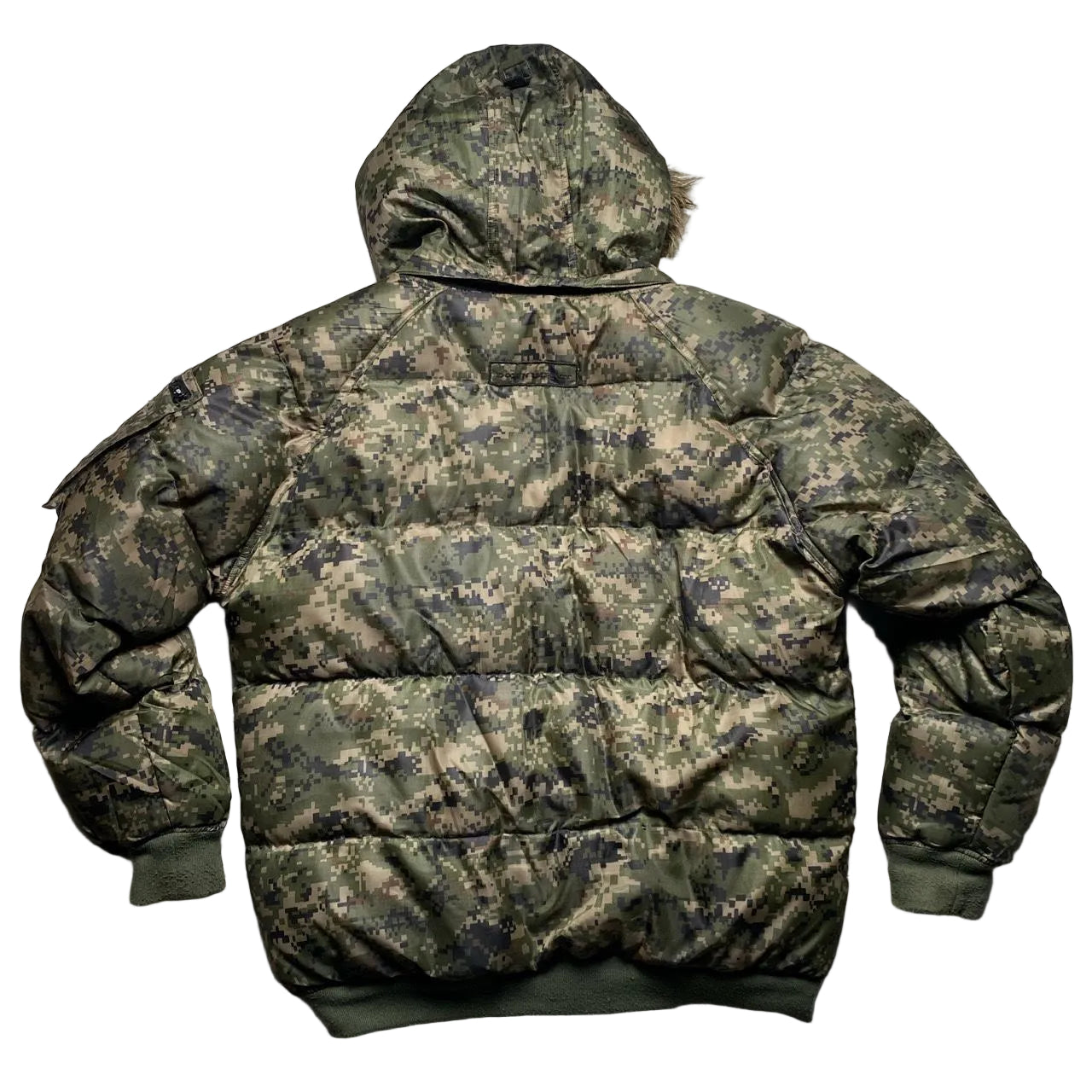 Down Impact Digi Camouflage Reversible Black Puffer Coat (L)