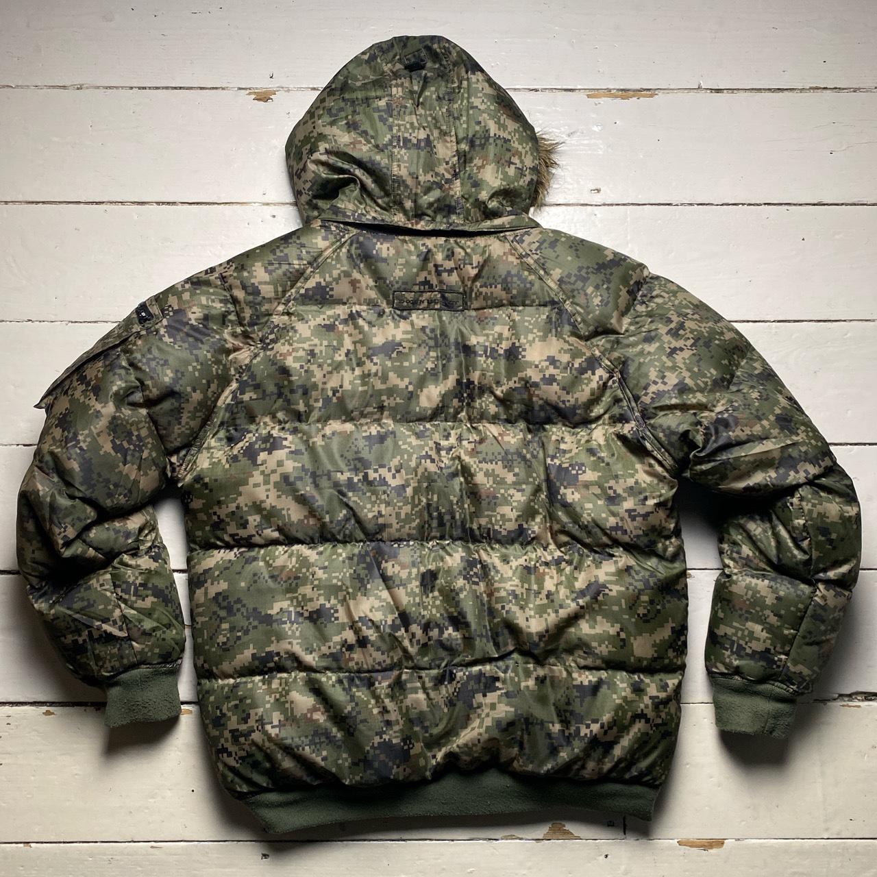 Down Impact Digi Camouflage Reversible Black Puffer Coat