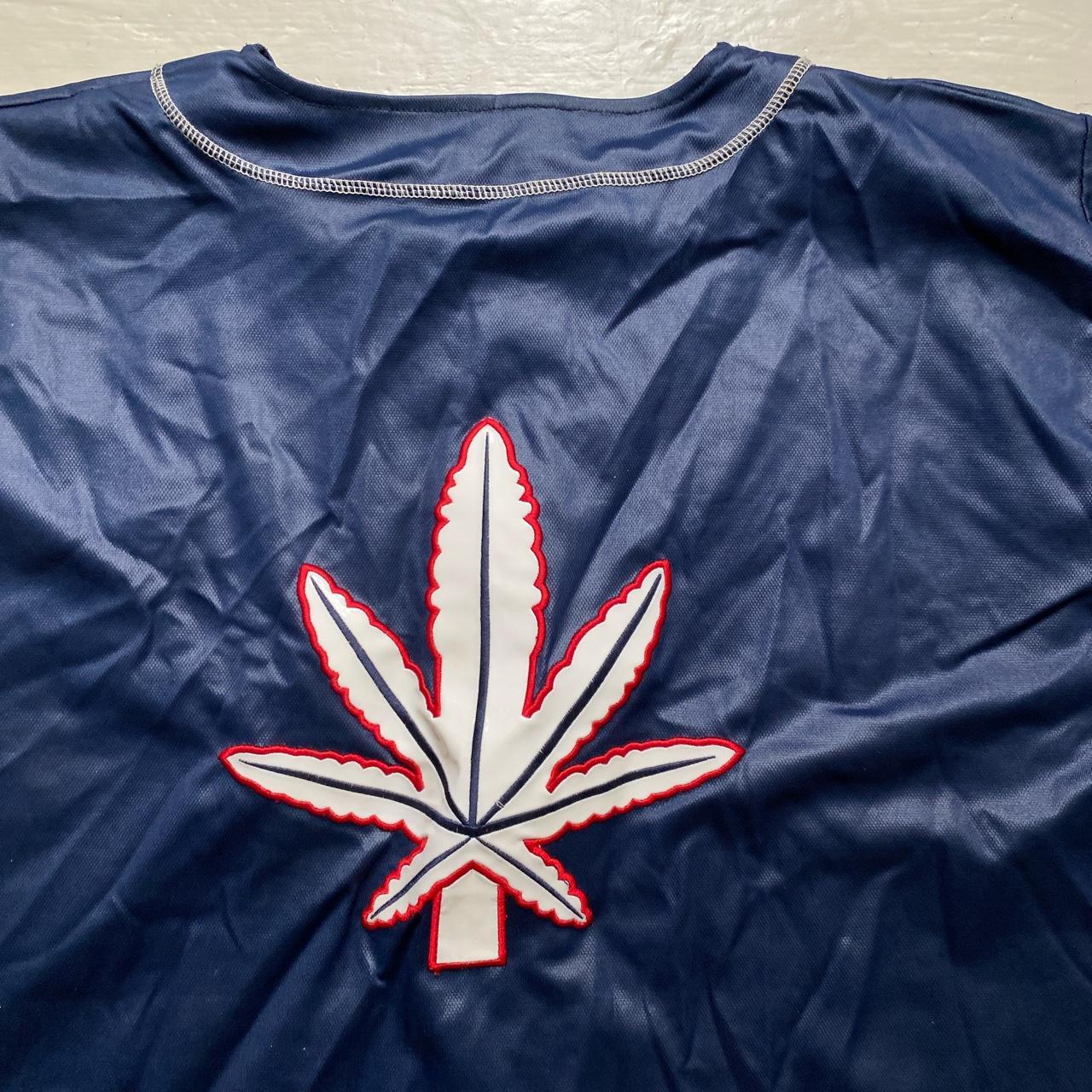 Raw Blue Marijuana Weed Vintage Satin Baseball Jersey Shirt