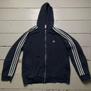 Adidas Vintage 3 Stripe Navy and White Hoodie
