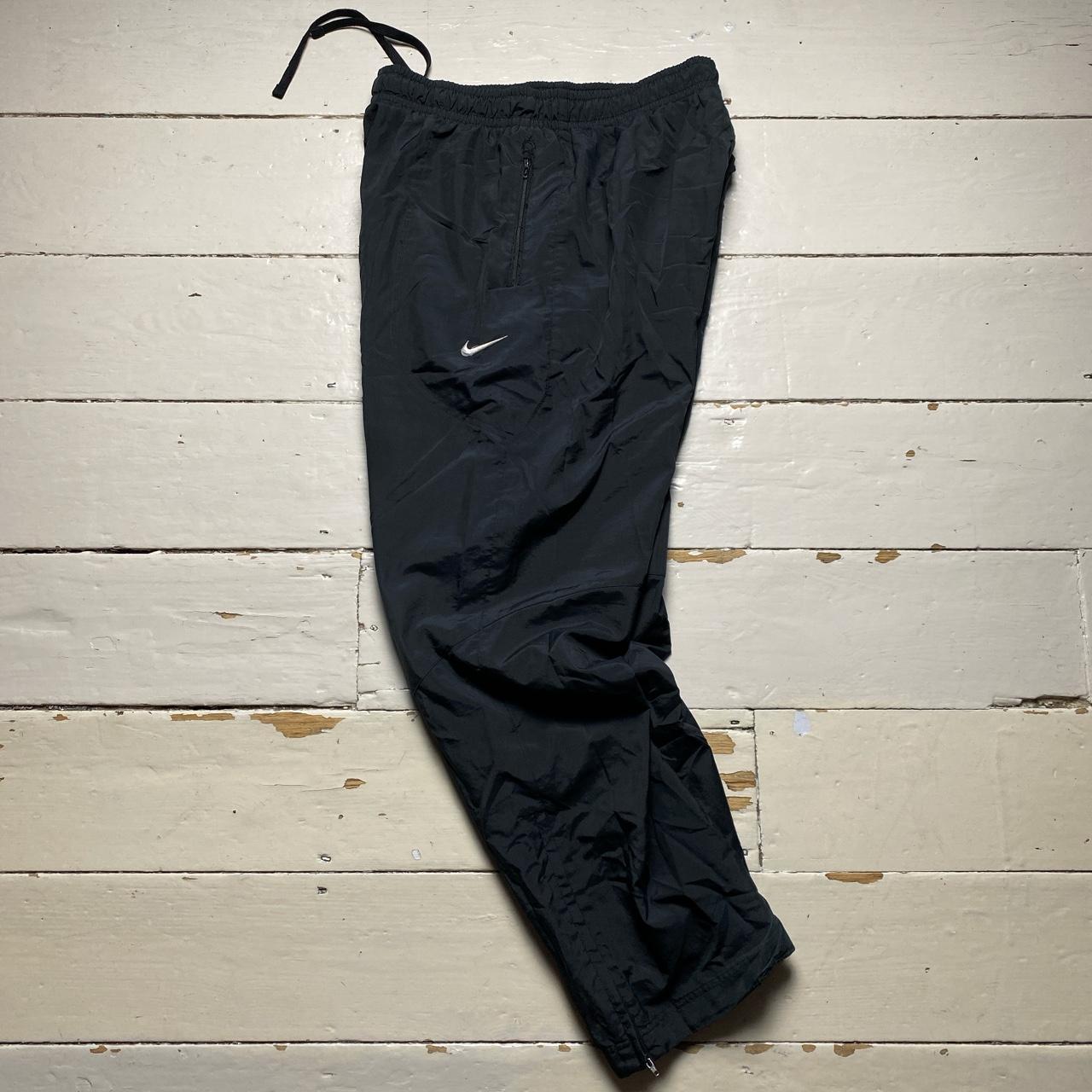 Nike Swoosh Black and White Baggy Shell Track Pant Bottoms