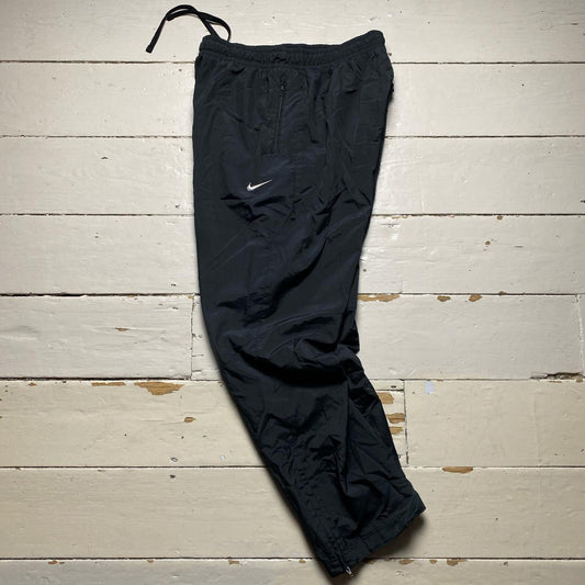 Nike Swoosh Black and White Baggy Shell Track Pant Bottoms