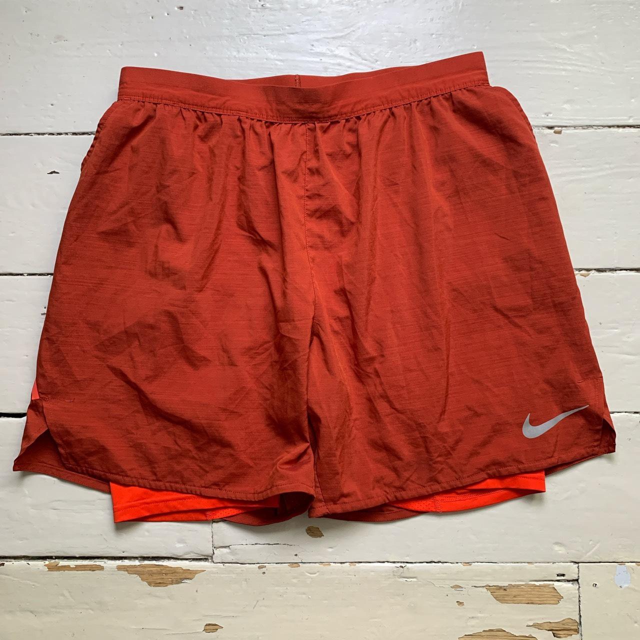 Nike Running Swoosh Dri Fit Orange Red Shorts